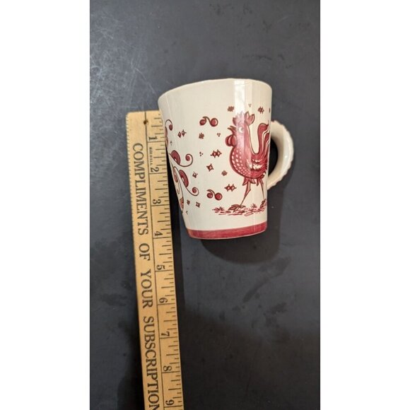 Paul Vogt  cup mug  Rooster floral design Red Farmhouse  Cottage  12 oz - Picture 3 of 8